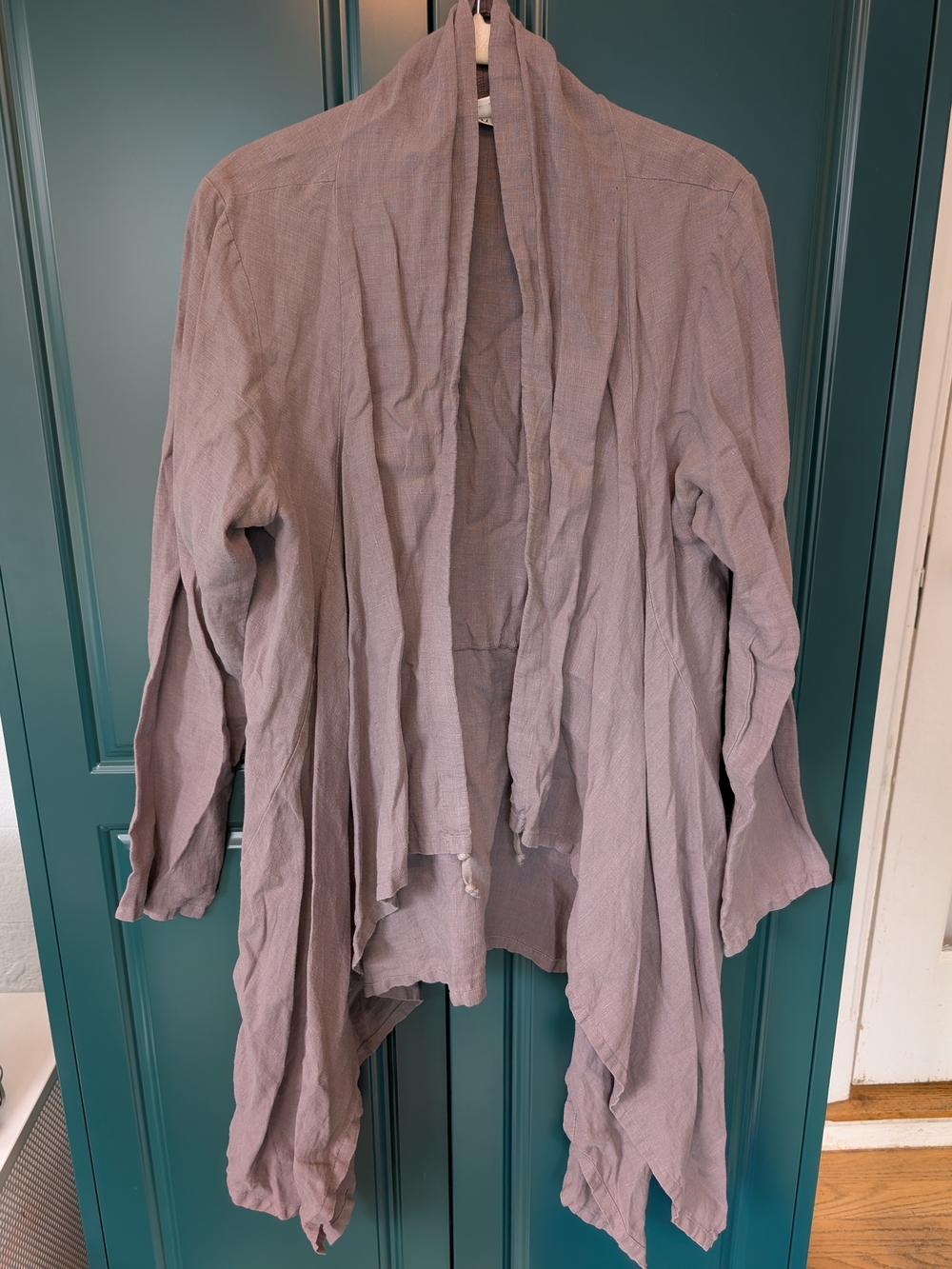 Bryn Walker Lightweight Linen Draped Open Cardigan - Dusty Mauve